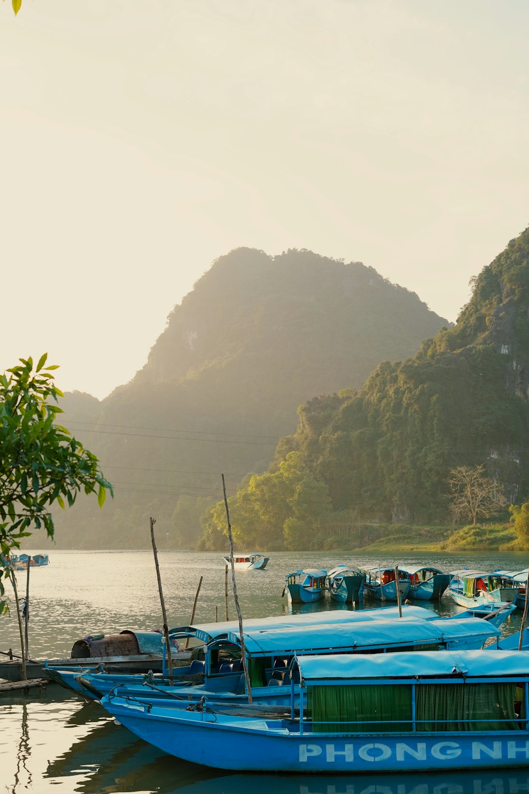 Boats on a river in Ninh Binh, Vietnam