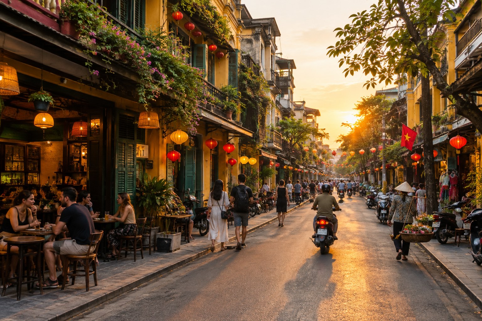Boutique hotels and street life in Hanoi Old Quarter
