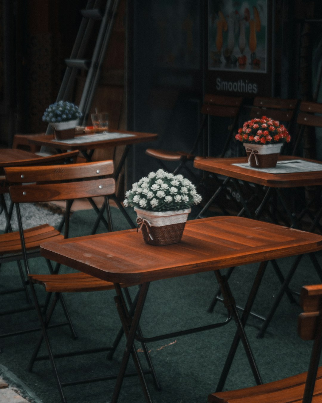 Cafe tables in Hanoi