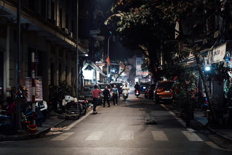 Hanoi Old Quarter nightlife walking street after dark