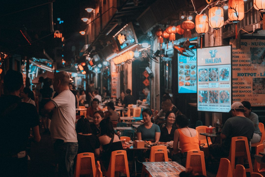 Hanoi street food and outdoor dining at night