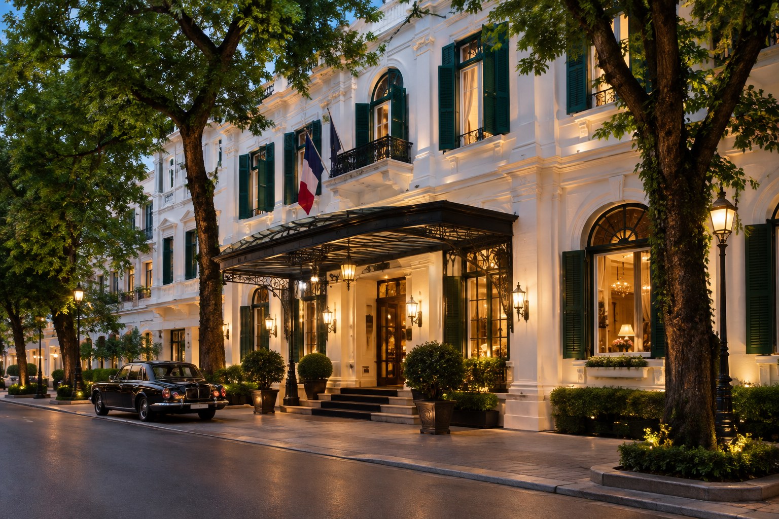Luxury colonial-style hotel in Hanoi French Quarter