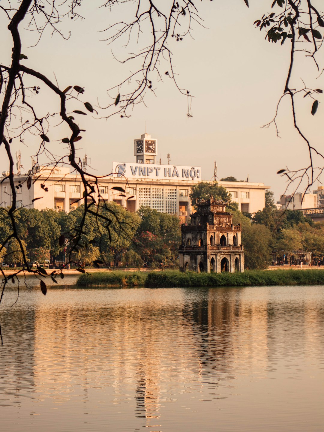 West Lake in Hanoi near lakeside cafes